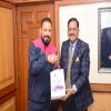 Team Pink Panther dignitary presenting goodies to Vice- Chancellor Sir