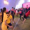 Playing kabaddi with the students